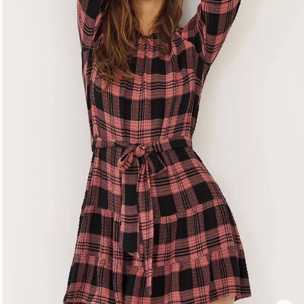 Anthropologie Cloth And Stone Daia Plaid Mini Dress Size XS - Picture 6 of 9